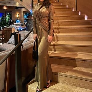 ASOS DESIGN beautiful drape dress in gold/brown size 4